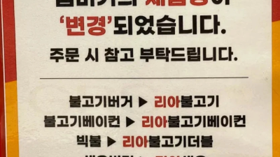 얼마전 햄버거 이름이 싸그리 바뀐 롯데리아