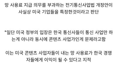 한국의 망사용료 법제화에 따른 미국의 입장