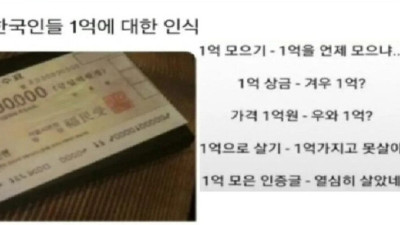 한국인들의 '1억원'에 대한 인식