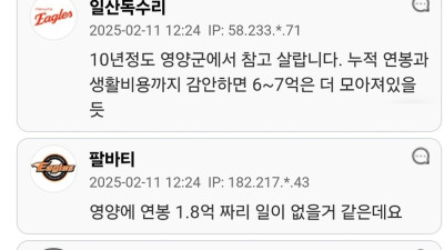 연봉 1.3억 수원 살기 vs 1.8억 경북 영양 살기